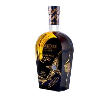 Bottle of Bottle of Australian Beachtree Organic Cask Aged Rum on a white background