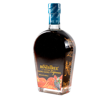 Bottle of BeachTree Coffee Gang Gang Liqueur on a white background